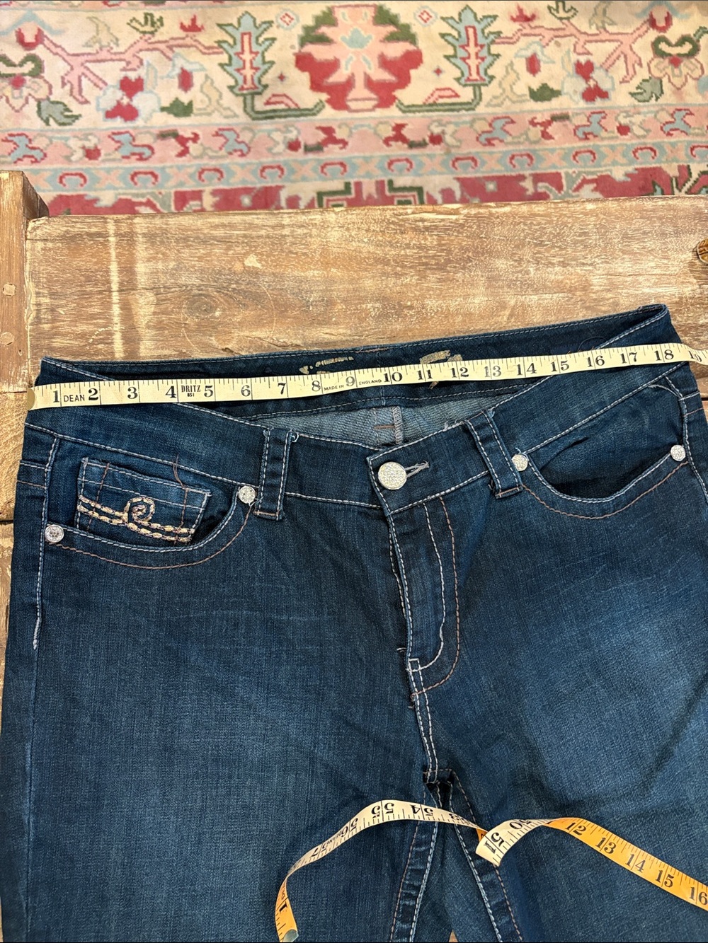 Seven7 Dark Blue women’s Denim Bootcut Flared Jeans size 14 - Picture 4 of 11